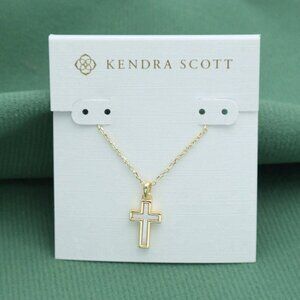 Kendra Scott Cross Necklace White Lab Grown Opal Gold